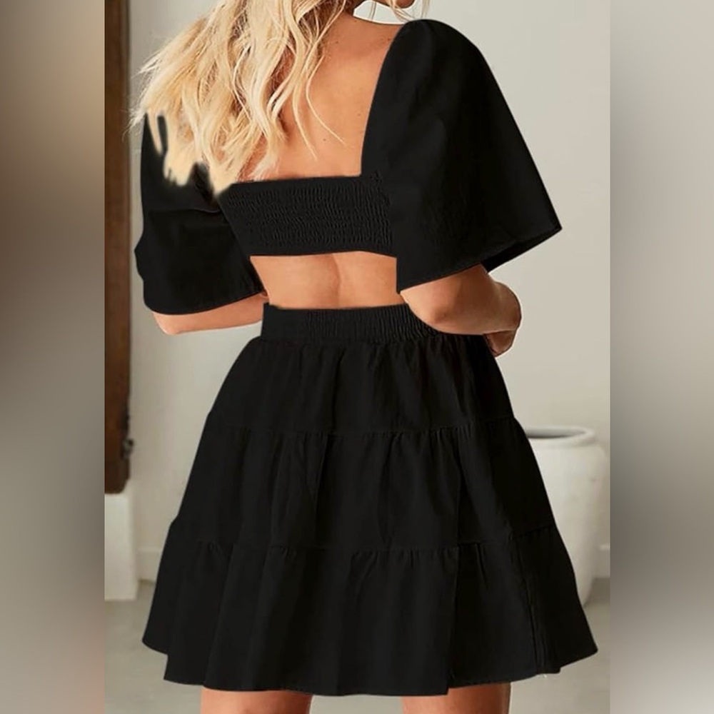Amazon Black Cross Backless Dress
